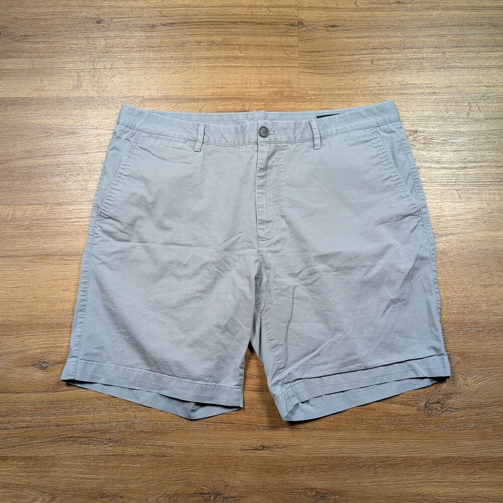 Bonobos Chino Shorts Mens 35 Gray Cotton Spandex Slim 7" Inseam Flat Front